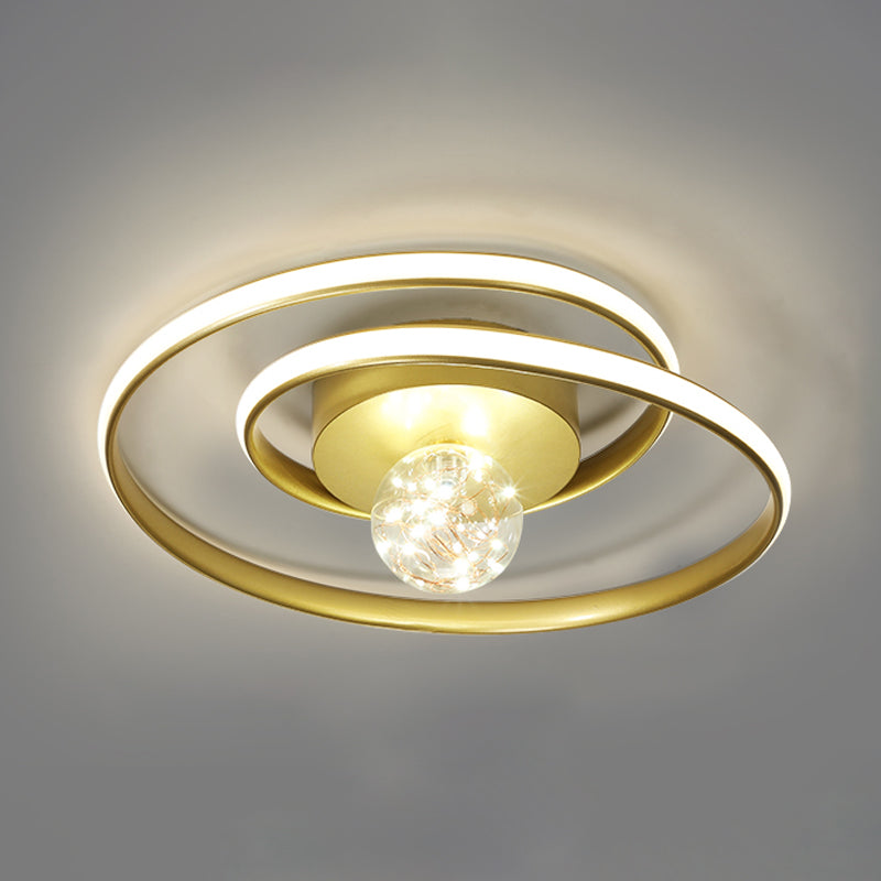 Geometrische LED -Flush -Halterung mit Kieselgel Schatten 2 Lichter moderne Deckenlampe