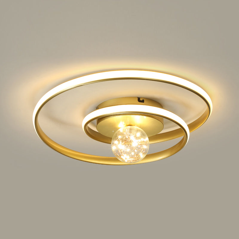 Geometric LED Flush Mount Light with Silica Gel Shade 2 Lights Modern Ceiling Lamp