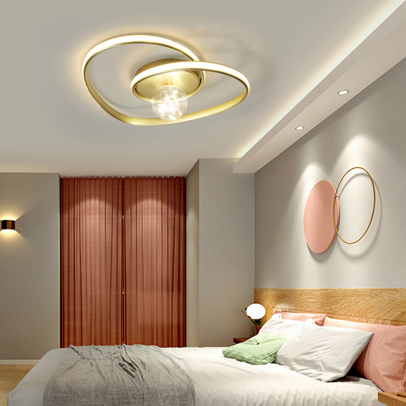 Geometric LED Flush Mount Light with Silica Gel Shade 2 Lights Modern Ceiling Lamp