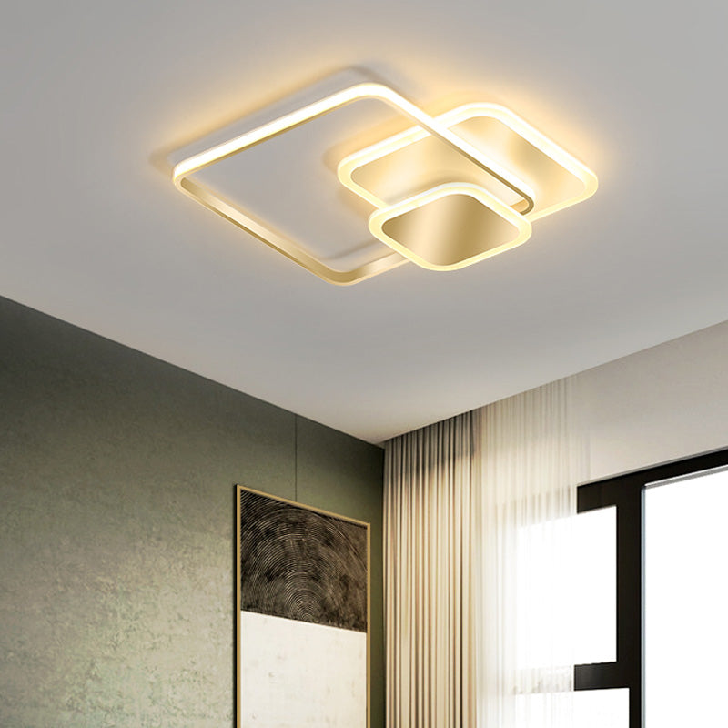 Simplicity Lighting Fixture Gold LED Flush Mounted Ceiling Lights with Acrylic Shade