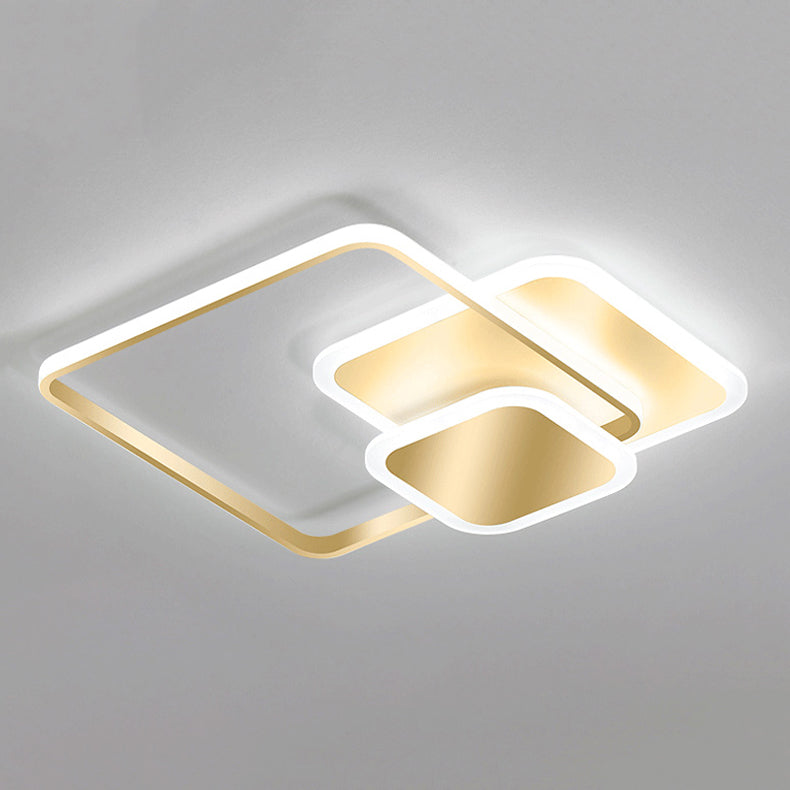 Simplicity Lighting Fixture Gold LED Flush Mounted Ceiling Lights with Acrylic Shade