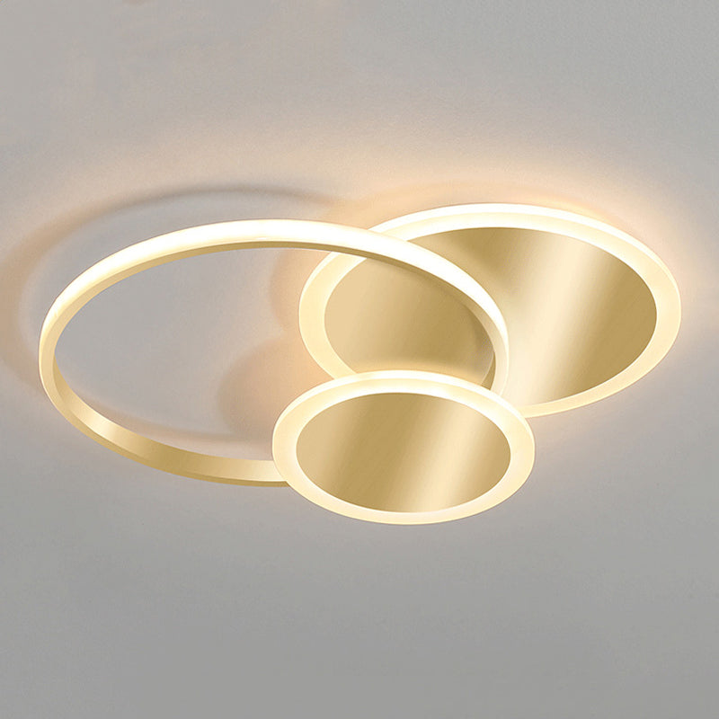 Simplicity Lighting Fixture Gold LED Flush Mounted Ceiling Lights with Acrylic Shade