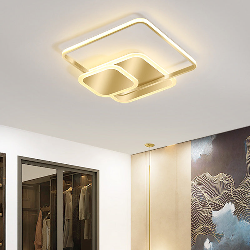 Simplicity Lighting Fixture Gold LED Flush Mounted Ceiling Lights with Acrylic Shade