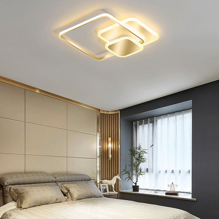 Simplicity Lighting Fixture Gold LED Flush Mounted Ceiling Lights with Acrylic Shade