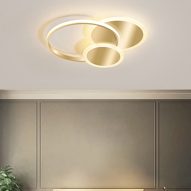 Simplicity Lighting Fixture Gold LED Flush Mounted Ceiling Lights with Acrylic Shade