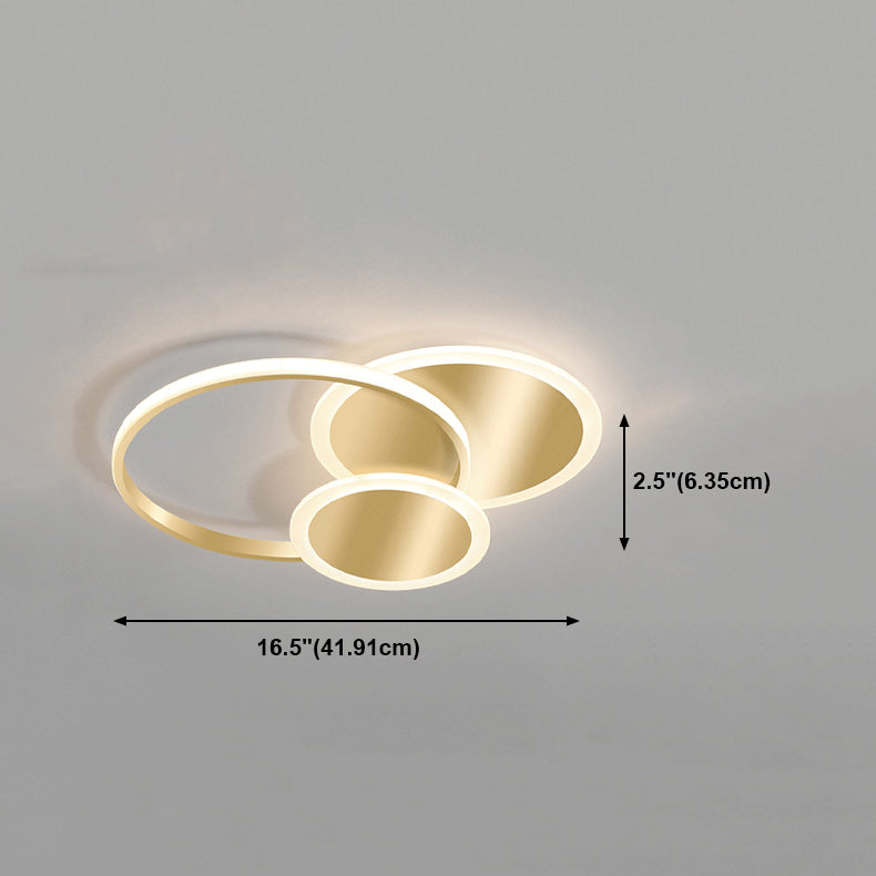 Simplicity Lighting Fixture Gold LED Flush Mounted Ceiling Lights with Acrylic Shade