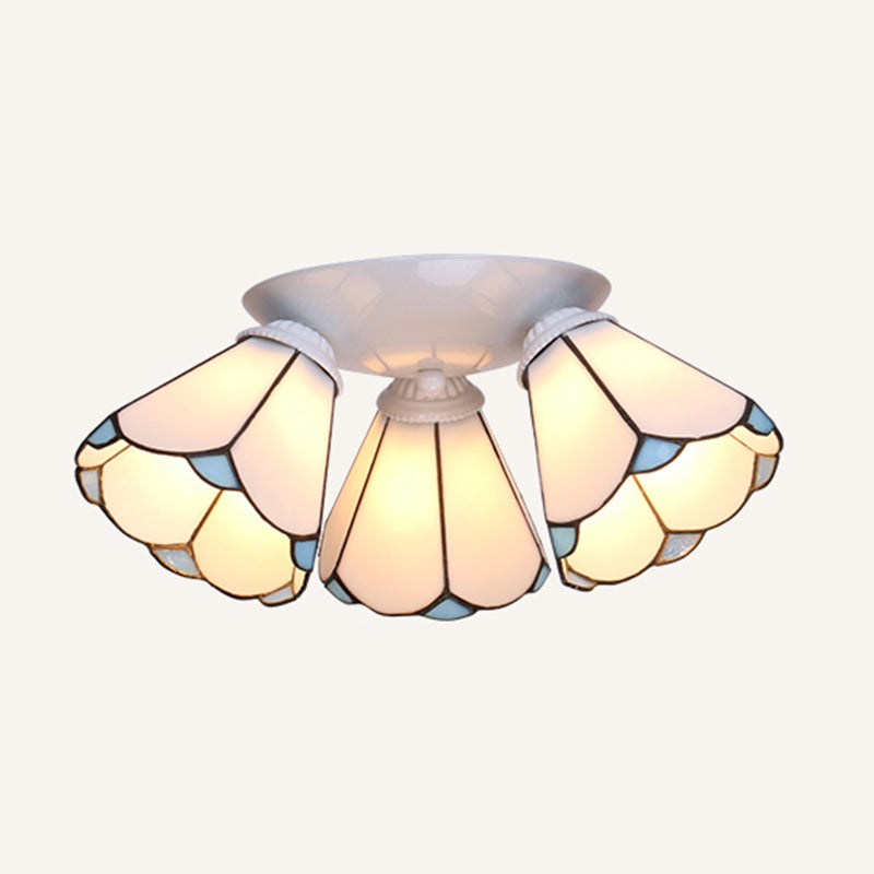 3 Leuchten überbrochene Deckenlampe Tiffany Buntglas Flush Mount Light für Küche