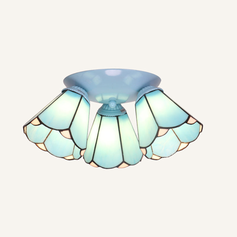 3 Leuchten überbrochene Deckenlampe Tiffany Buntglas Flush Mount Light für Küche