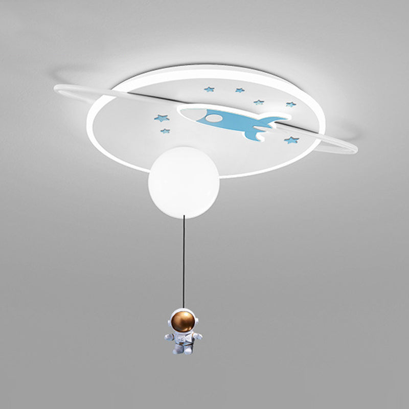 Luce a filo a LED in stile per bambini Rocket spaziale e astronauta Acrilico a fiuto Luce del soffitto