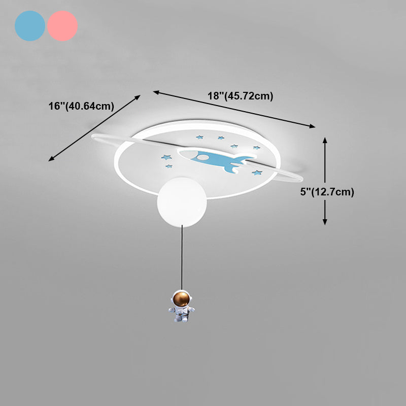 Luce a filo a LED in stile per bambini Rocket spaziale e astronauta Acrilico a fiuto Luce del soffitto