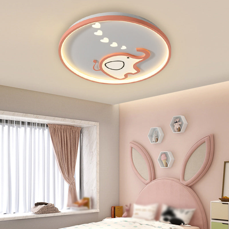 Children's Bedroom LED Ceiling Light Fixture Cartoon Animal Flush Mounted Light