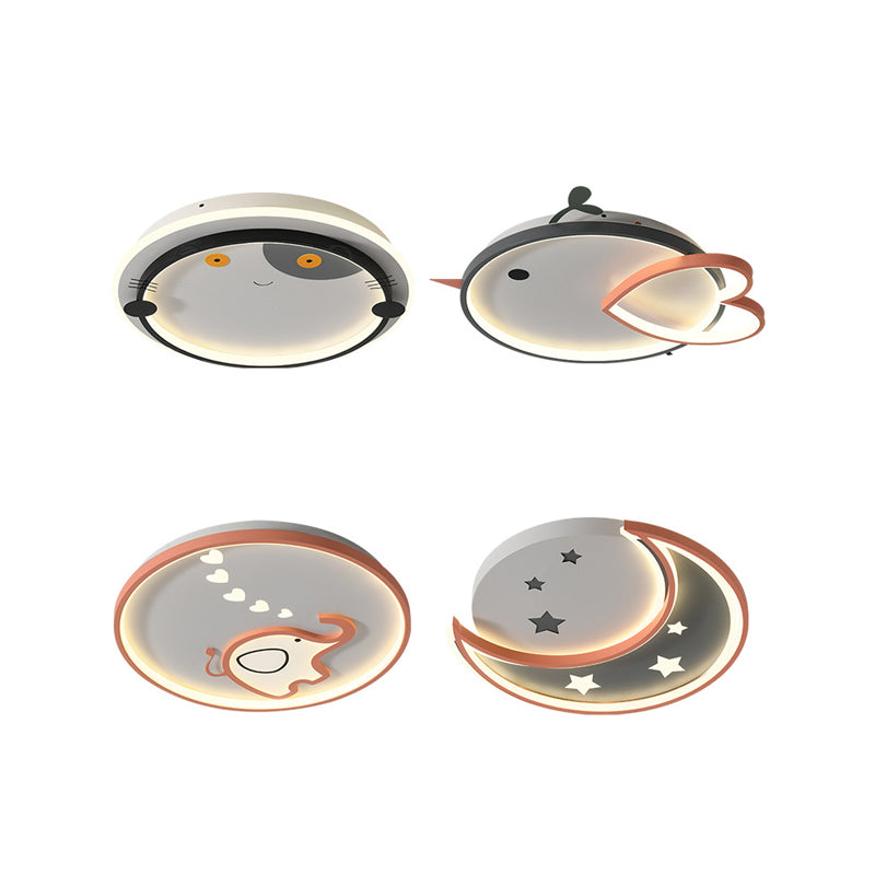 Children's Bedroom LED Ceiling Light Fixture Cartoon Animal Flush Mounted Light