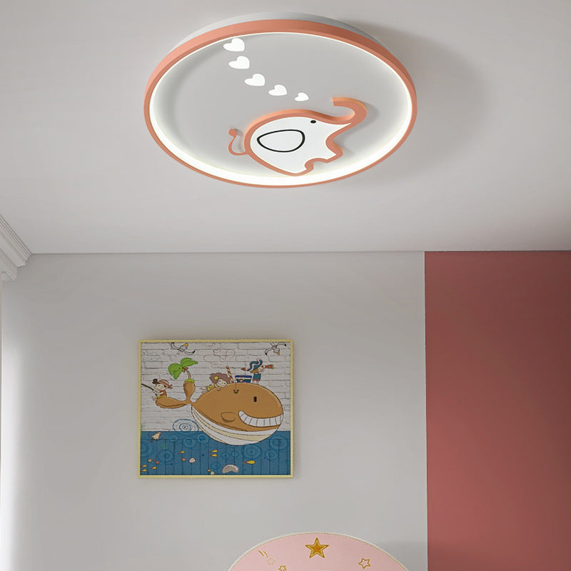 Children's Bedroom LED Ceiling Light Fixture Cartoon Animal Flush Mounted Light