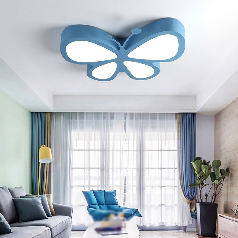 Butterfly Shaped Metal Flush Light Fixture Cartoon LED Ceiling Light for Kids Room