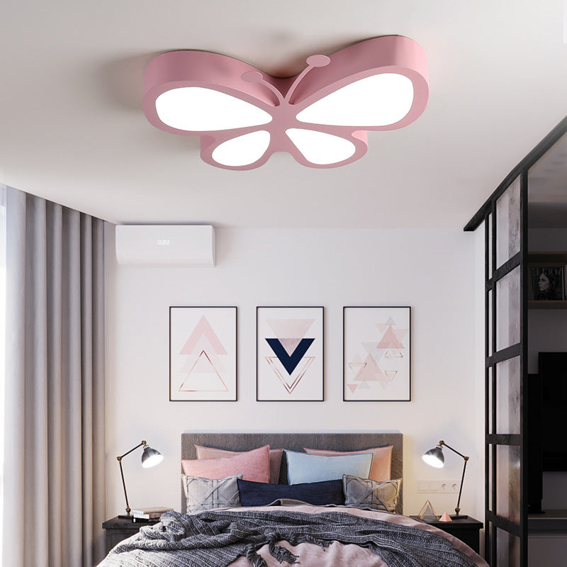 Butterfly Shaped Metal Flush Light Fixture Cartoon LED Ceiling Light for Kids Room