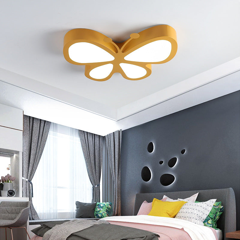 Butterfly Shaped Metal Flush Light Fixture Cartoon LED Ceiling Light for Kids Room