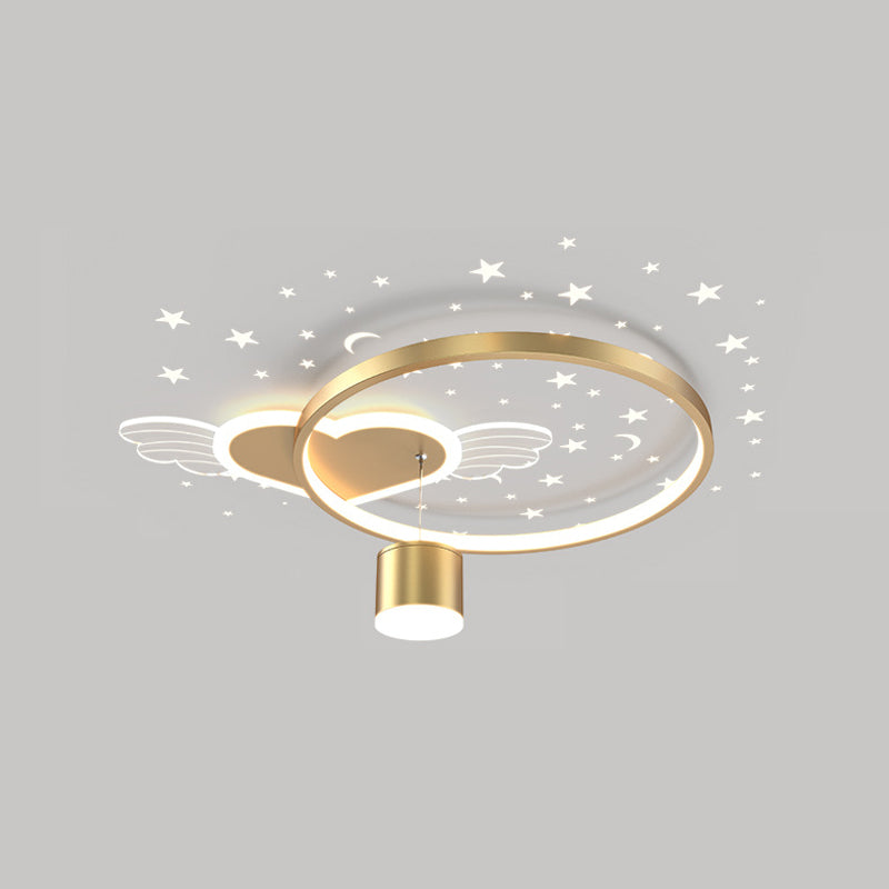 Circular LED Flush Lamp Cartoon Bedroom Ceiling Mounted Light with Spotlight