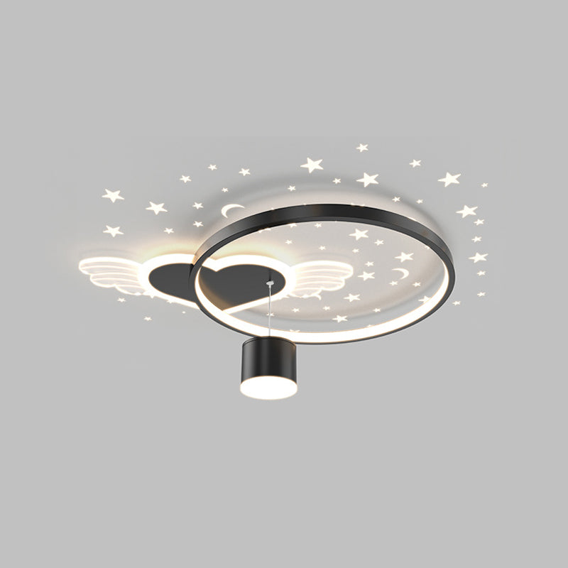 Circular LED Flush Lamp Cartoon Bedroom Ceiling Mounted Light with Spotlight