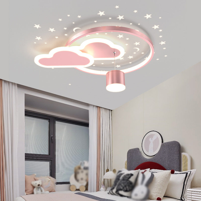 Circular LED Flush Lamp Cartoon Bedroom Ceiling Mounted Light with Spotlight