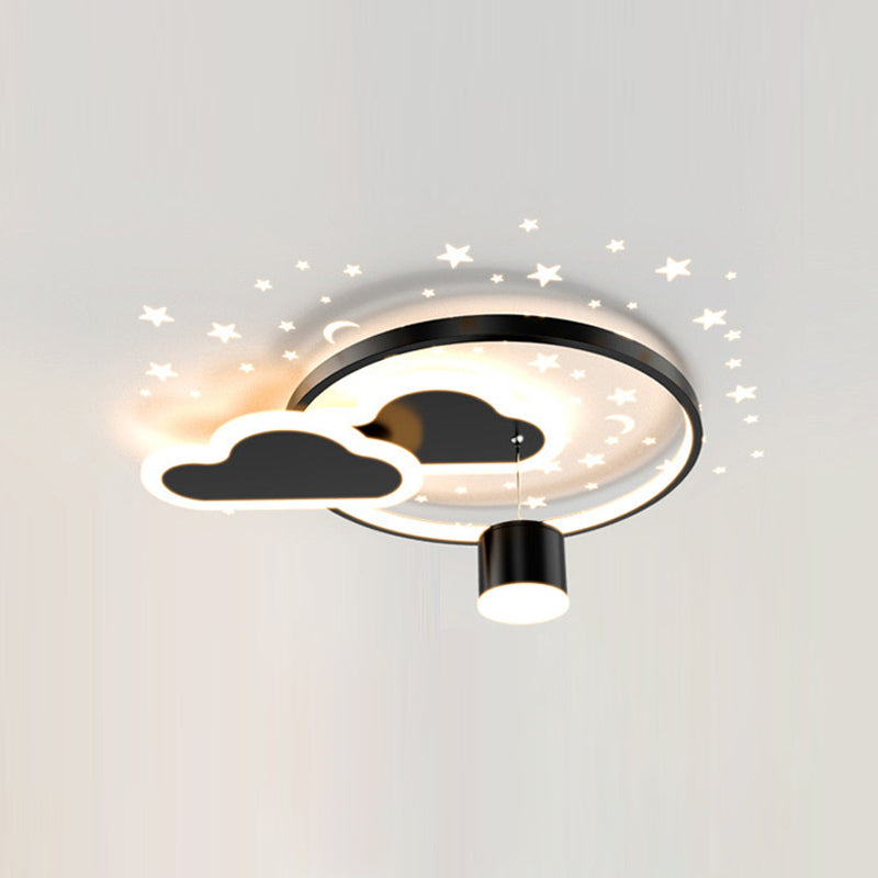 Circular LED Flush Lamp Cartoon Bedroom Ceiling Mounted Light with Spotlight