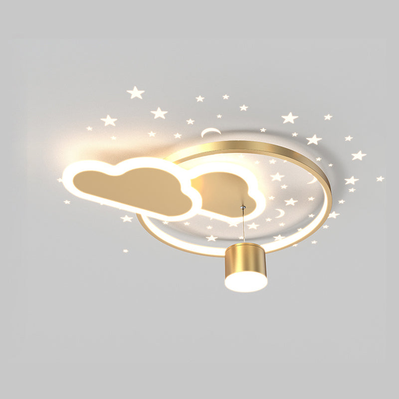 Circular LED Flush Lamp Cartoon Bedroom Ceiling Mounted Light with Spotlight