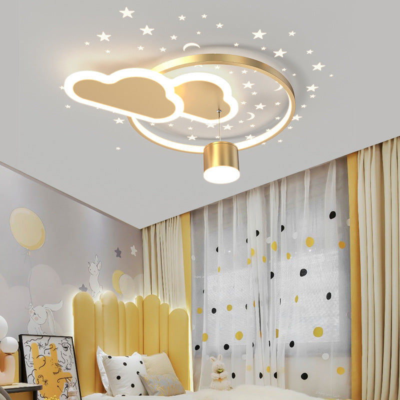 Circular LED Flush Lamp Cartoon Bedroom Ceiling Mounted Light with Spotlight