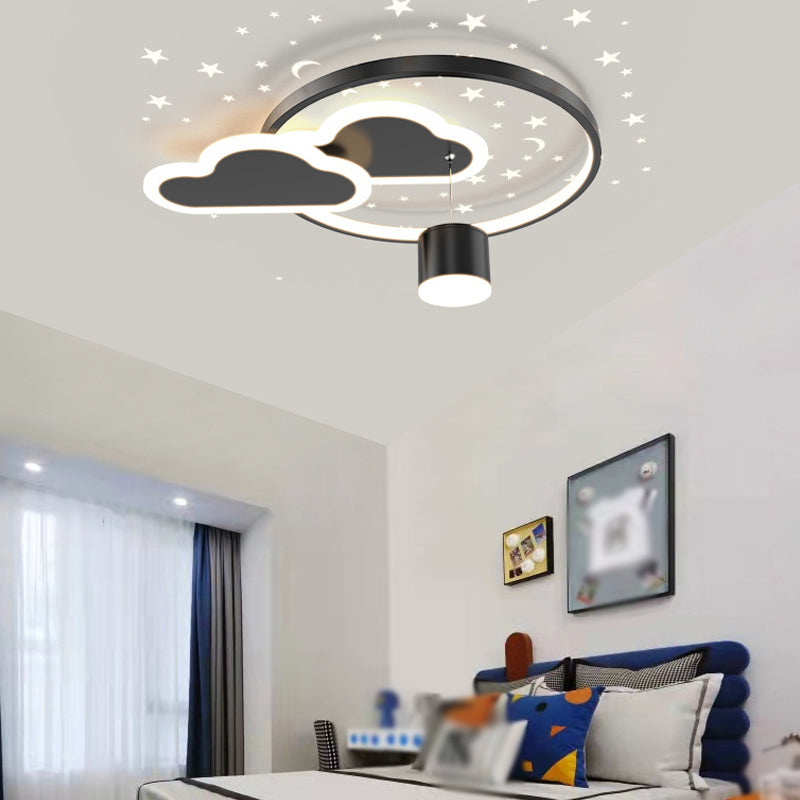 Circular LED Flush Lamp Cartoon Bedroom Ceiling Mounted Light with Spotlight