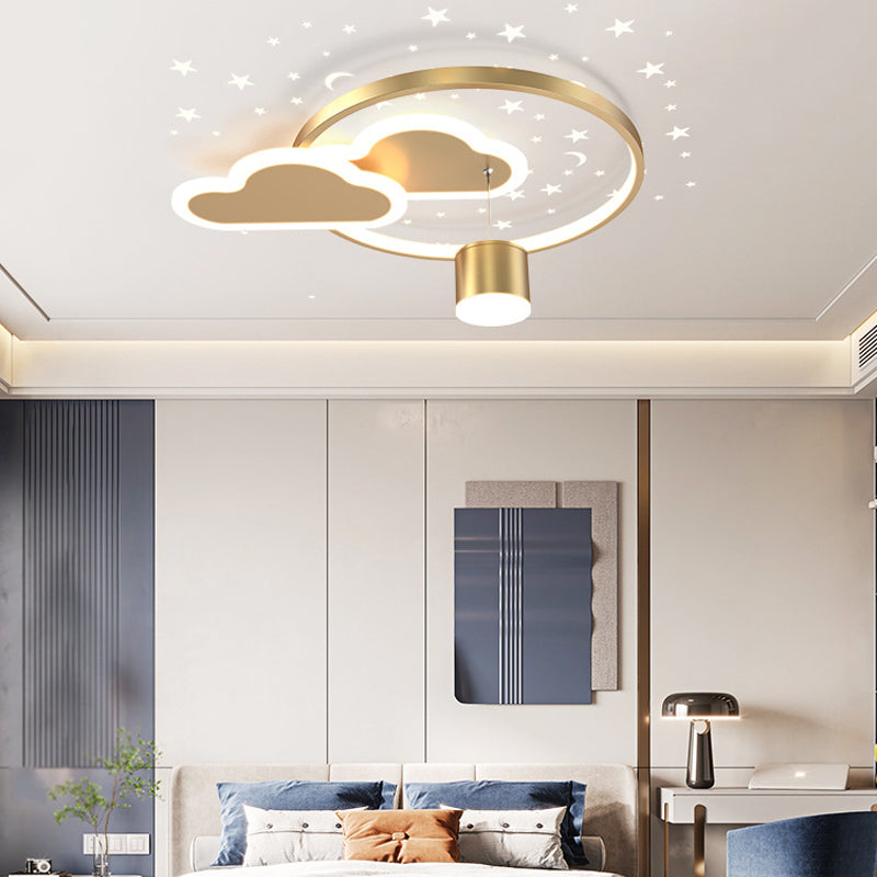 Circular LED Flush Lamp Cartoon Bedroom Ceiling Mounted Light with Spotlight