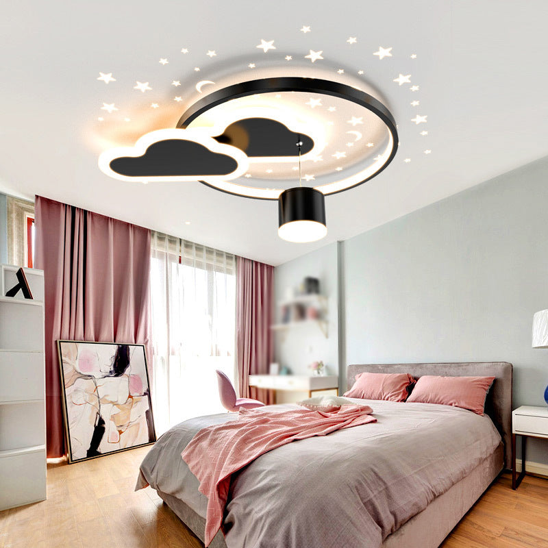 Circular LED Flush Lamp Cartoon Bedroom Ceiling Mounted Light with Spotlight