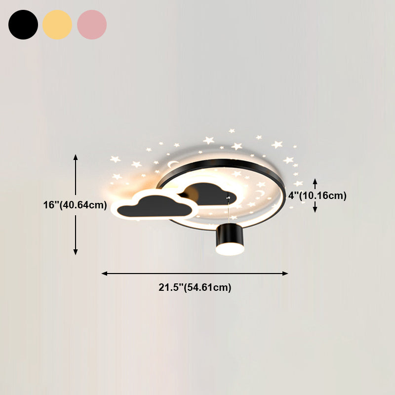 Lámpara de caricatura de lámparas LED circulares Luz de techo de dormitorio con foco de atención