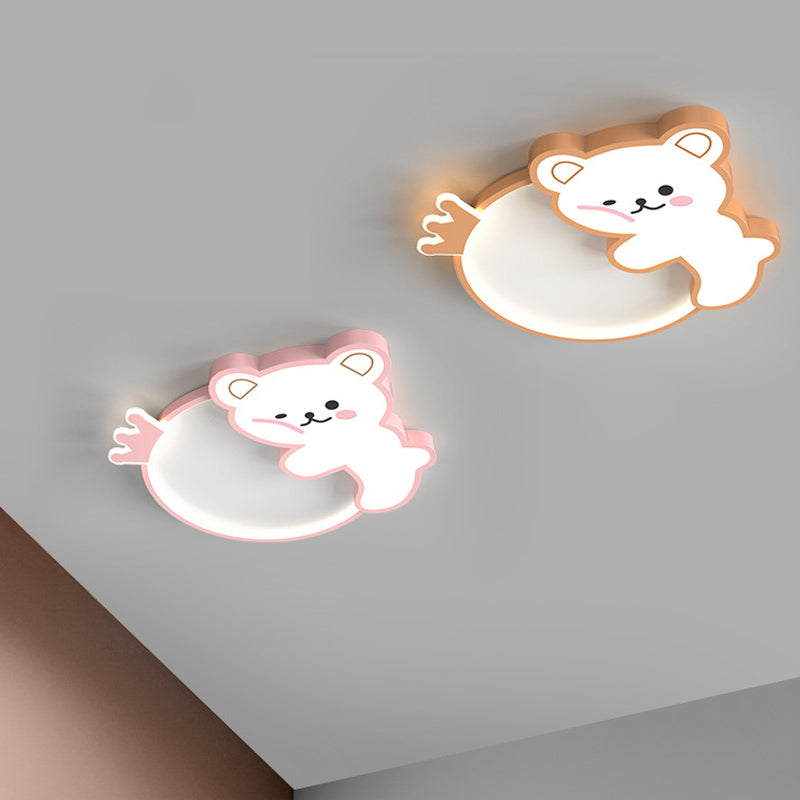 Dessin animé ours à LED lampe de plafond chambre Baby Room Flush Mounted Lightture