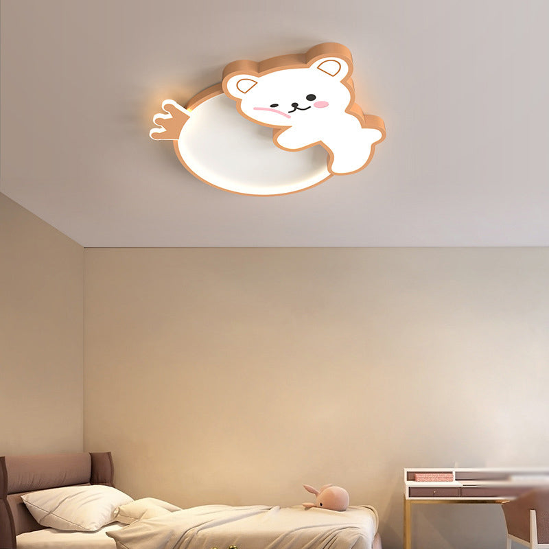 Cartoon Bear LED Ceiling Lamp Baby Room Flush Mounted Light Fixture