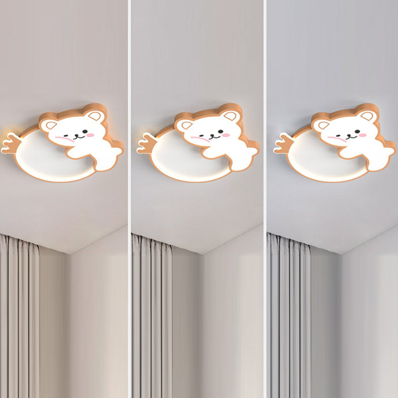 Cartoon Bear LED Ceiling Lamp Baby Room Flush Mounted Light Fixture