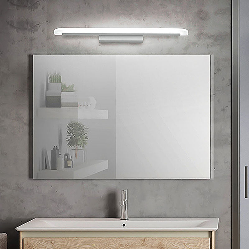 Lámpara de tocador LED moderna de forma larga espejo de forma frontal con sombra acrílica para el baño