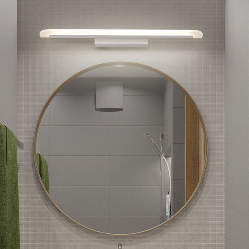 Lámpara de tocador LED moderna de forma larga espejo de forma frontal con sombra acrílica para el baño