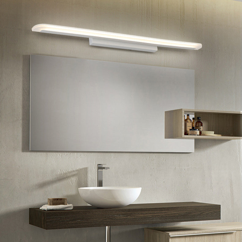 Lámpara de tocador LED moderna de forma larga espejo de forma frontal con sombra acrílica para el baño