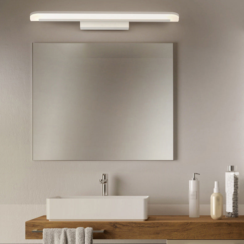 Lámpara de tocador LED moderna de forma larga espejo de forma frontal con sombra acrílica para el baño