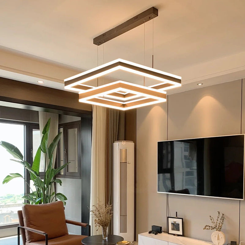 Lustre luxueux en calrium en aluminium LED Pendant pour salle à manger