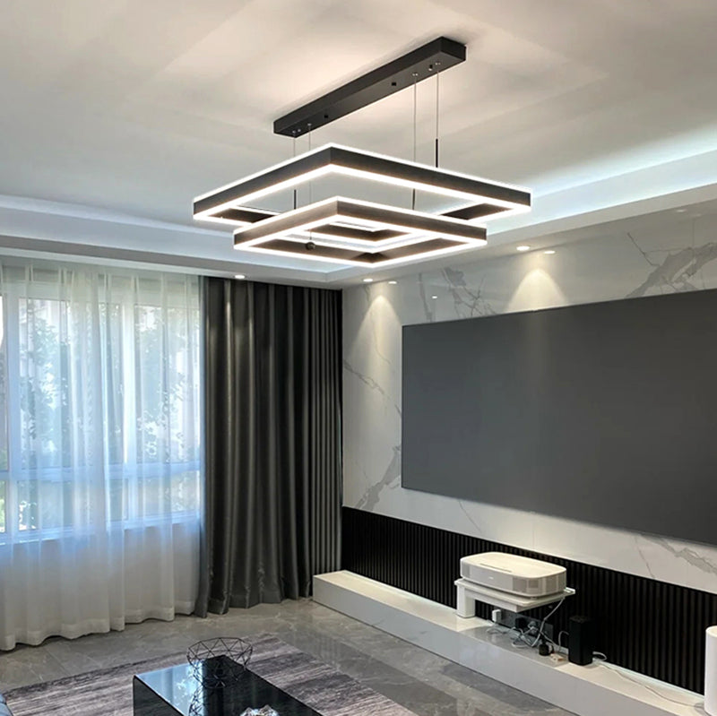 Lustre luxueux en calrium en aluminium LED Pendant pour salle à manger