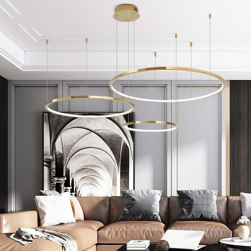 Stainless Steel Golden Chandelier Light Circle Simple Chandelier Lamp