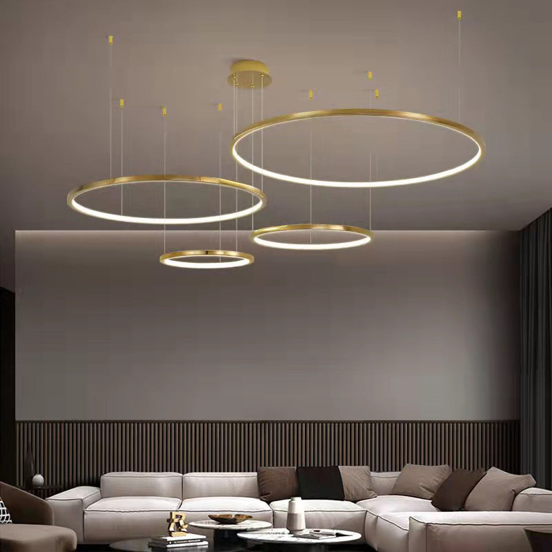 Stainless Steel Golden Chandelier Light Circle Simple Chandelier Lamp