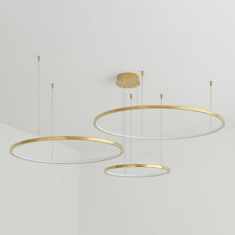 Stainless Steel Golden Chandelier Light Circle Simple Chandelier Lamp