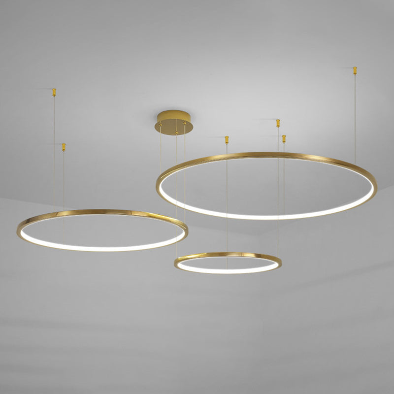 Stainless Steel Golden Chandelier Light Circle Simple Chandelier Lamp