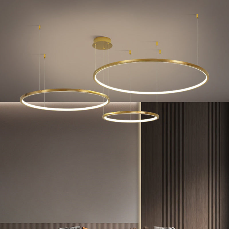 Stainless Steel Golden Chandelier Light Circle Simple Chandelier Lamp