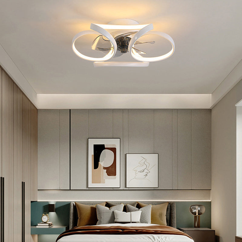 Contemporary Waves Ceiling Fan Light Metal 1 Light LED Ceiling Fan for Bedroom