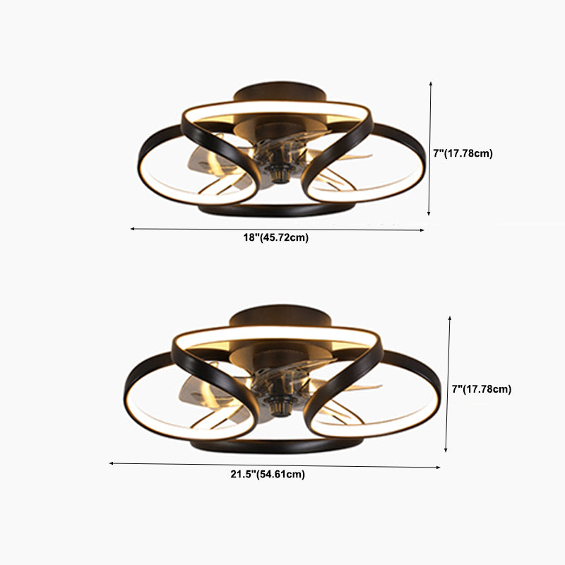 Contemporary Waves Ceiling Fan Light Metal 1 Light LED Ceiling Fan for Bedroom