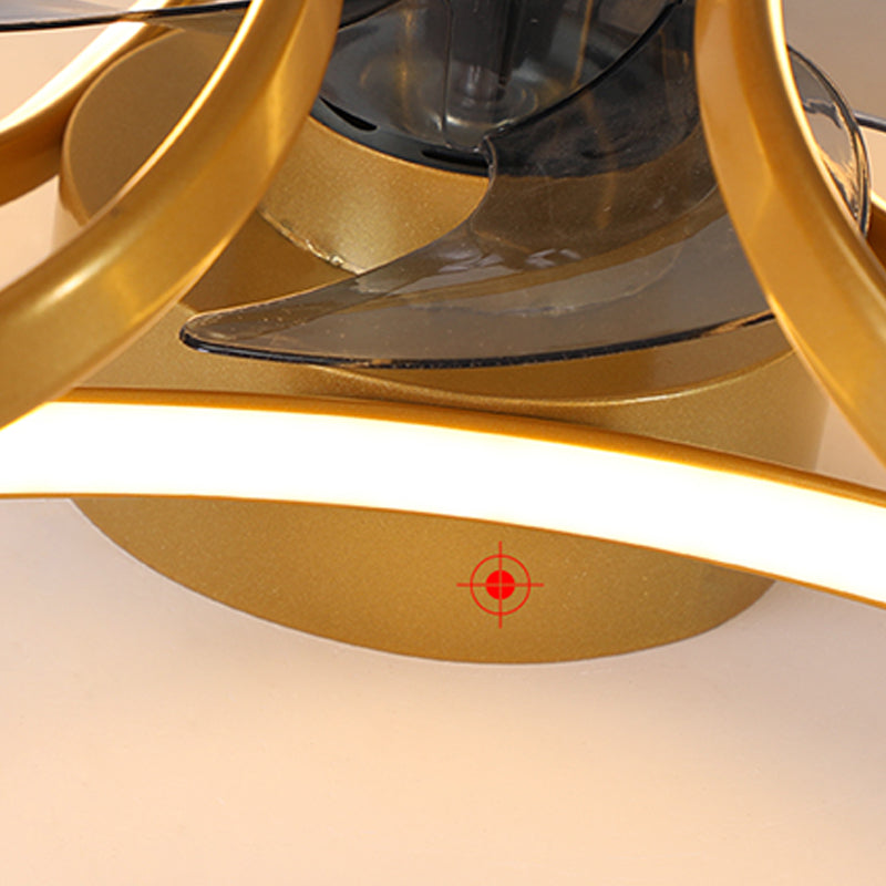 Contemporary Waves Ceiling Fan Light Metal 1 Light LED Ceiling Fan for Bedroom