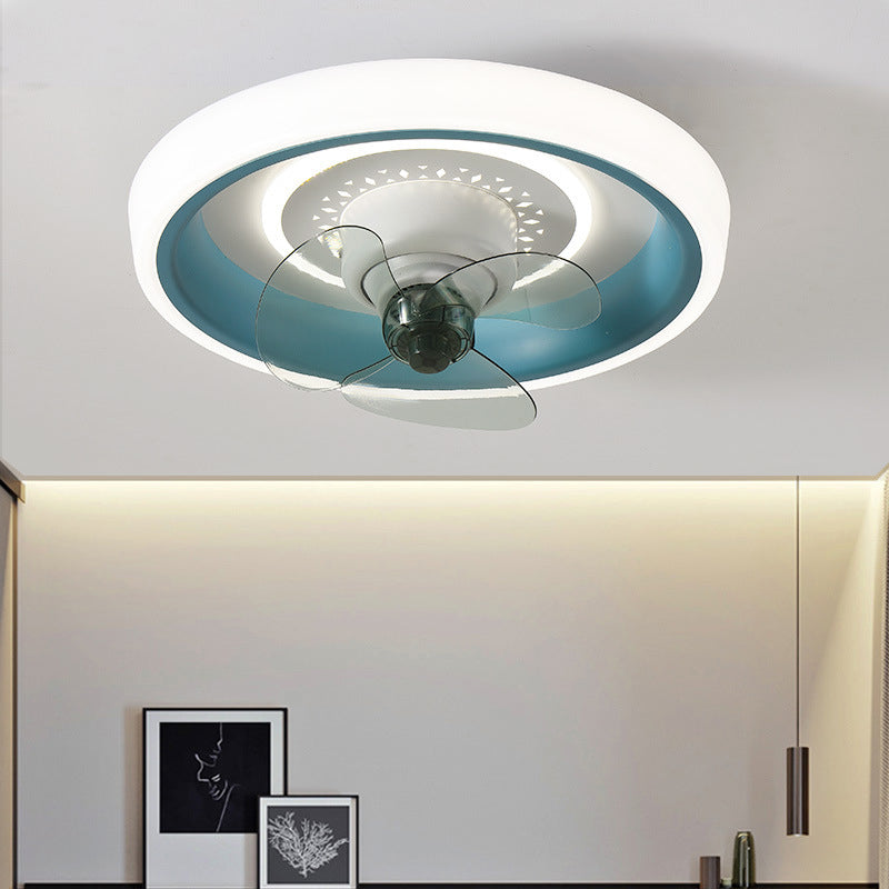 2-Lights Modern Round Fan Light Metal 20" Wide LED Flush Mount Light for Bedroom