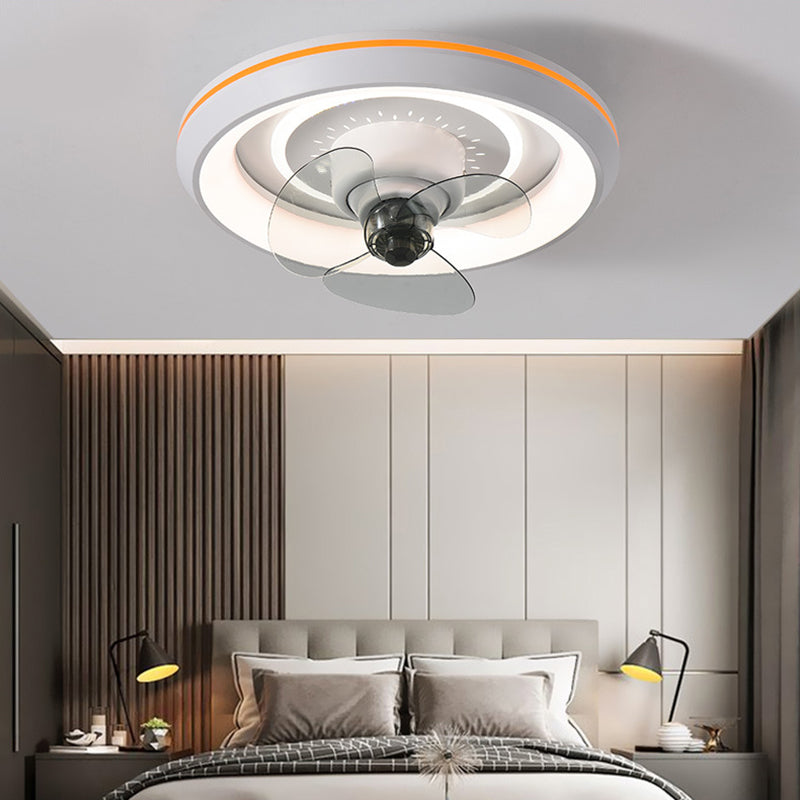2 luci moderne moderne ventola rotonda in metallo da 20 "a filo a LED largo per camera da letto