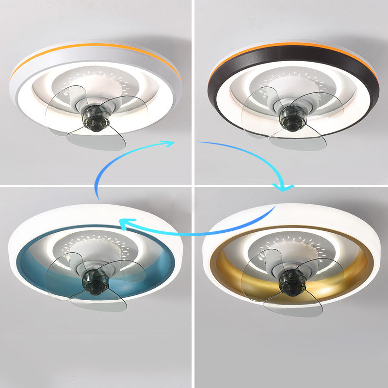 2-Lights Modern Round Fan Light Metal 20" Wide LED Flush Mount Light for Bedroom